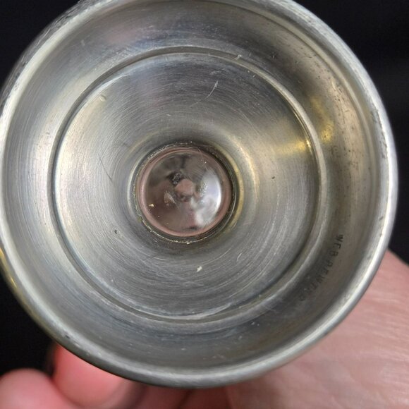 Vintage WEB Pewter & Etched Ruffled Glass Bud Vase Wheat Design 7.5" Marked - Picture 8 of 12